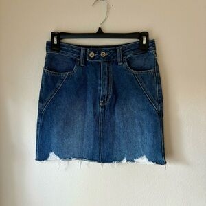 Blue Jean Denim Skirt Junior’s Hollister Sz 1 XS Distressed Cutoff High Waisted